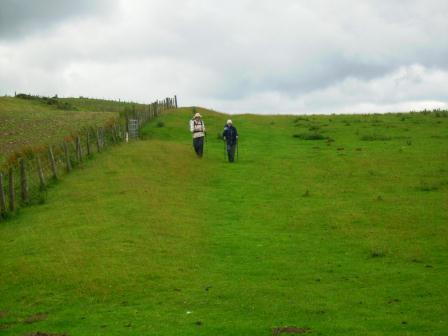 Mary struggled down her last steep and slippery hillside