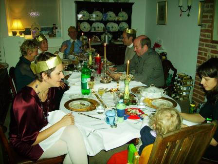 Here is a shot of all of us feasting from the excellent Christmas table.