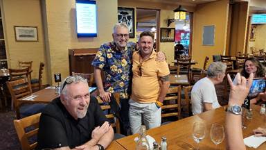 My brother Lawrie and my son Paul and my brother John in the white shirt